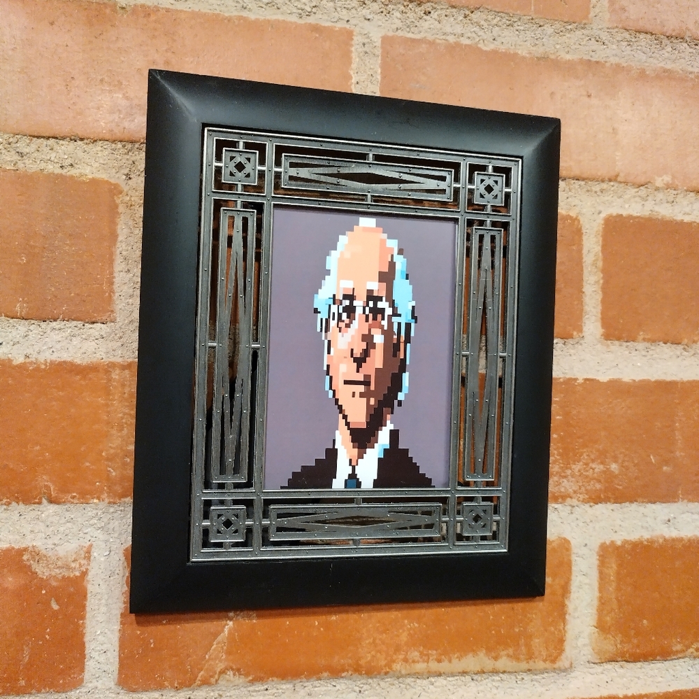 8 Bit Larry David Framed Mini Art Print Lo-fi Pixel Art By Neon Nicho